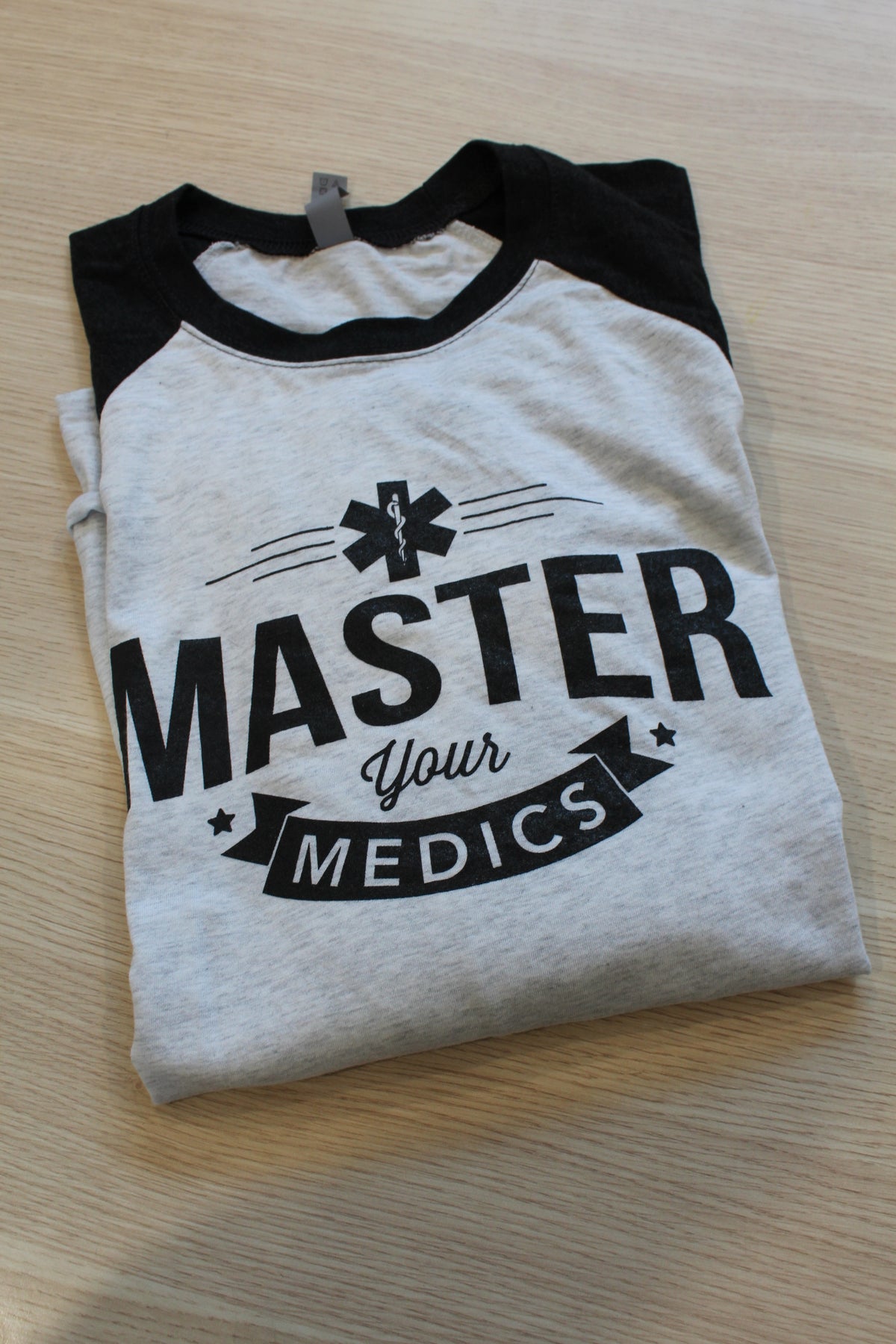 Black and White Master your Medics Baseball Tee