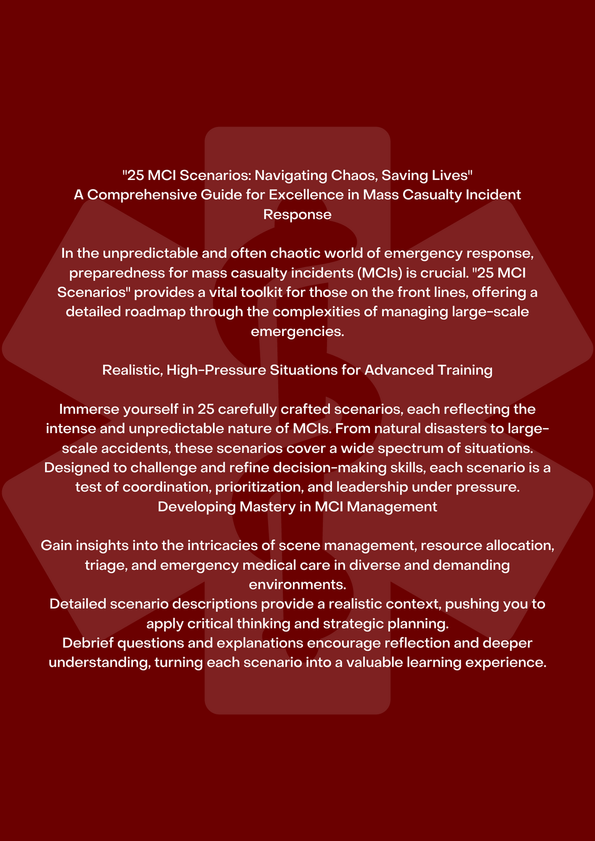 25 Mass Casualty Scenarios: Real-Event Based Training for Emergency Responders (Physical Book)